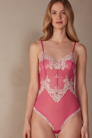 Dámské Body Intimissimi Pretty Flowers Tulle and Krajkové Růžové Bílé | CZ CE4177