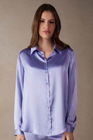 Dámské Dlouhým Rukávem Intimissimi Silk Shirt Levandule | CZ EX4222