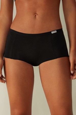 Dámské Kalhotky Intimissimi Bavlněné Boyshorts Černé | CZ HK3716