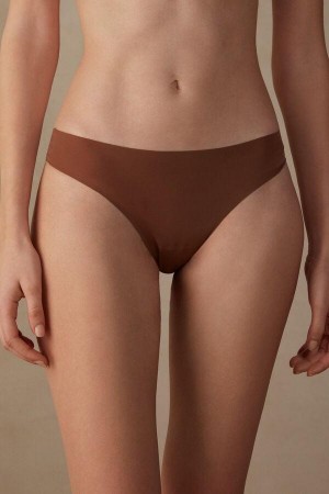 Dámské Kalhotky Intimissimi Brazilian in Seamless Ultra Light Microfiber Tmavě Béžový | CZ HK3508