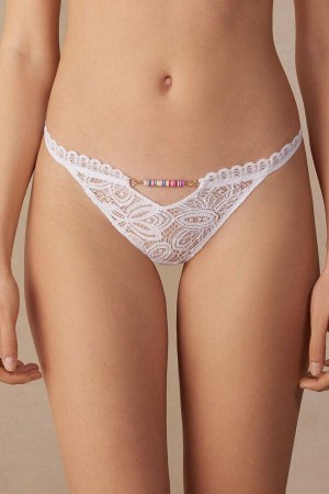 Dámské Kalhotky Intimissimi Hot Summer Days String Bílé | CZ BC3707