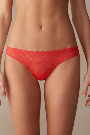 Dámské Kalhotky Intimissimi Krajkové and Microfiber Brazilian Tmavě Červené | CZ UT3569