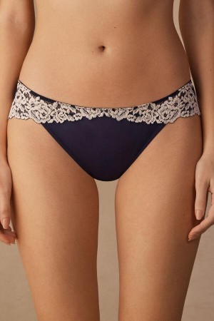 Dámské Kalhotky Intimissimi Pretty Flowers Tmavě Blankyt Světle Žluté | CZ SO3641