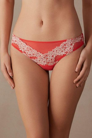 Dámské Kalhotky Intimissimi Pretty Flowers Brazilian Tmavě Červené Bílé | CZ FM3587