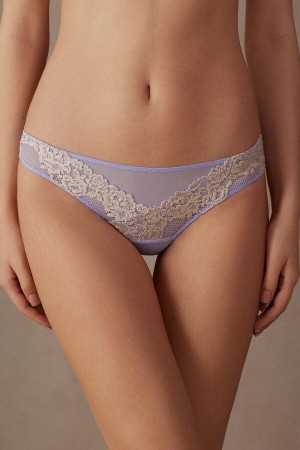 Dámské Kalhotky Intimissimi Pretty Flowers Brazilian Levandule Bílé | CZ AP3583