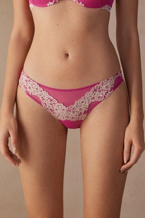 Dámské Kalhotky Intimissimi Pretty Flowers Brazilian Růžové Bílé | CZ FM3580