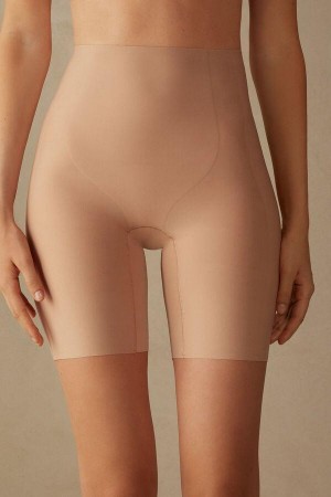 Dámské Kalhotky Intimissimi Raw-Cut Microfiber Shorts Béžový | CZ QZ3731