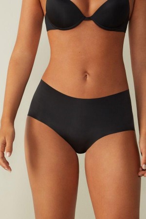 Dámské Kalhotky Intimissimi Seamless Microfiber Hipster Černé | CZ AP3721