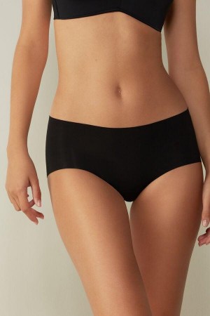 Dámské Kalhotky Intimissimi Seamless Supima® Bavlněné Hipster Černé | CZ OR3723