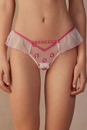 Dámské Kalhotky Intimissimi Sweet Like Daisies ‘80s Style Brazilian Fuchsie Růžové Bílé | CZ RW3597