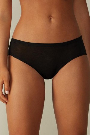 Dámské Kalhotky Intimissimi Ultralight Supima® Bavlněné Briefs Černé | CZ BC3603