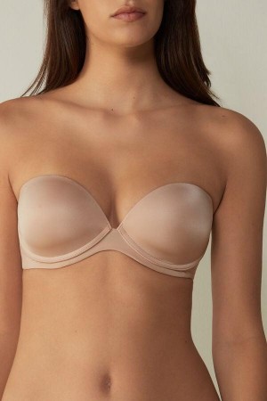 Dámské Podprsenky Intimissimi Anna Bandeau in Ultralight Microfiber Béžový | CZ HK4956