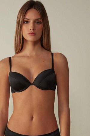 Dámské Podprsenky Intimissimi Bellissima Silk Push-Up Černé | CZ MA4720