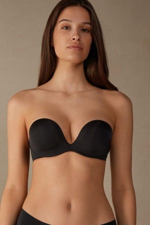 Dámské Podprsenky Intimissimi Monica Bandeau in Ultralight Microfiber Černé | CZ YU4841