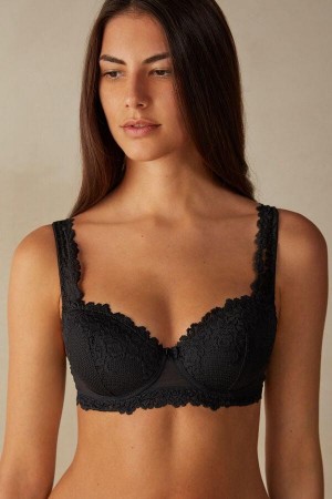 Dámské Podprsenky Intimissimi Pretty Flowers Sofia Balconette Černé | CZ QZ4511