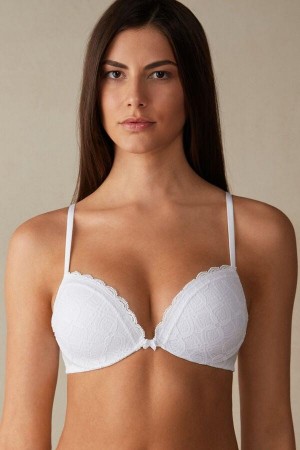 Dámské Podprsenky Intimissimi Silvia Push-up in Krajkové Bílé | CZ UT4765