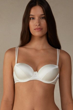 Dámské Podprsenky Intimissimi Sofia Balconette in Silk Bílé | CZ WY4535