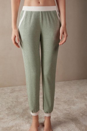 Dámské Pyžama Intimissimi Lost in Fields Full Length Pants in Modal Zelene | CZ NB4018