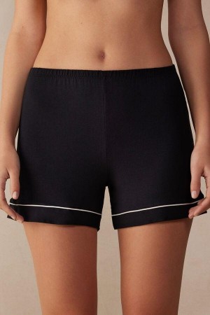 Dámské Pyžama Intimissimi Modal Shorts with Contrast Trim Černé | CZ TV4091