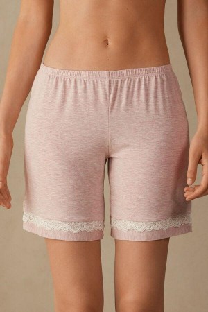 Dámské Pyžama Intimissimi Modal Shorts with Krajkové Details Světle Růžové | CZ EX4066