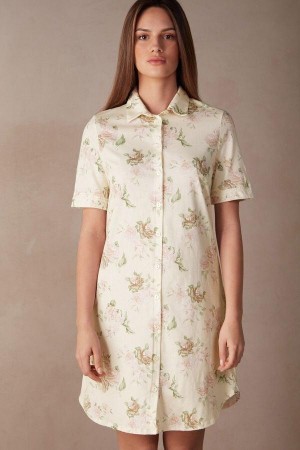 Dámské Pyžama Intimissimi Scent of Roses Bavlněné Nightshirt Viacfarebný Bílé | CZ FM3840