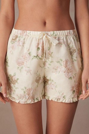 Dámské Pyžama Intimissimi Scent of Roses Bavlněné Cloth Shorts Viacfarebný Bílé | CZ AP4085