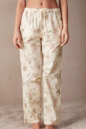 Dámské Pyžama Intimissimi Scent of Roses Full Length Bavlněné Cloth Pants Viacfarebný Bílé | CZ KI4025