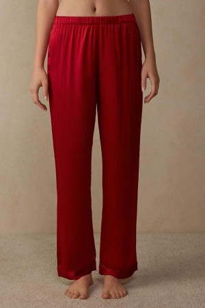 Dámské Pyžama Intimissimi Silk Satin Pants Červené | CZ PQ3982