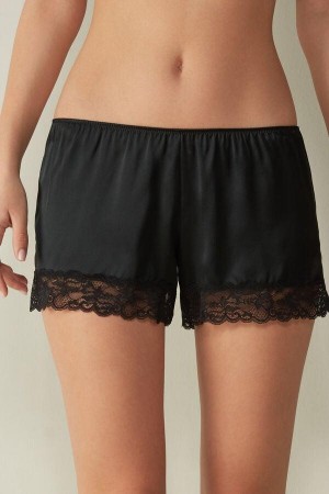 Dámské Pyžama Intimissimi Silk Shorts Černé | CZ SO4050