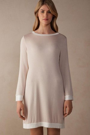 Dámské Pyžama Intimissimi Simple Elegance Night Shirt Růžové Bílé | CZ HK3838