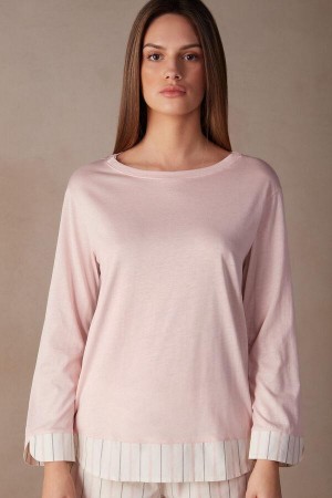 Dámské Pyžama Intimissimi Soft Spring Long Sleeve Bavlněné Top Růžové | CZ JJ3922