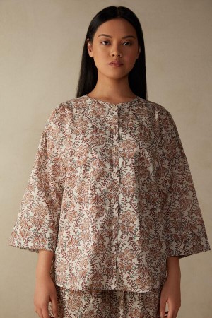 Dámské Pyžama Intimissimi Spices Garden Long Sleeve Svetrové with Opening in Front Viacfarebný | CZ EX3885