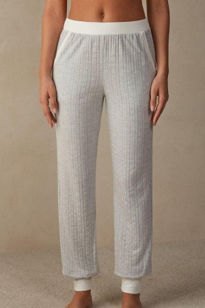 Dámské Pyžama Intimissimi Timeless Heritage Full Length Cuffed Pants Šedé Bílé | CZ FM4003