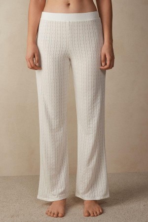 Dámské Pyžama Intimissimi Timeless Heritage Full Length Pants Bílé | CZ PQ4000