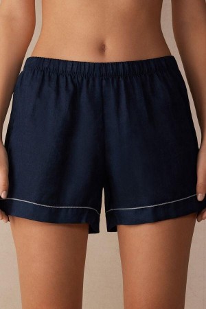 Dámské Pyžama Intimissimi Yacht Night Linen Shorts Blankyt | CZ EX4093