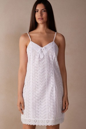 Dámské Spodní Prádlo Intimissimi Hello Sunshine Sangallo Krajkové Chemise Bílé | CZ DN4101