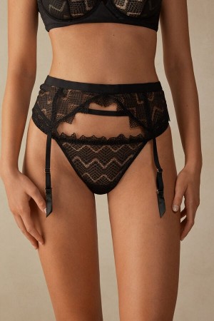 Dámské Spodní Prádlo Intimissimi Urban Nomad Garter Belt Černé | CZ SO4161