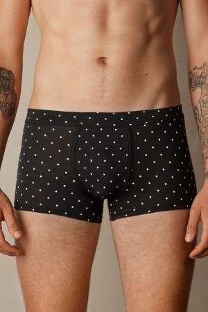 Pánské Boxer Intimissimi Dotted in Stretch Supima® Bavlněné Černé | CZ HK3455