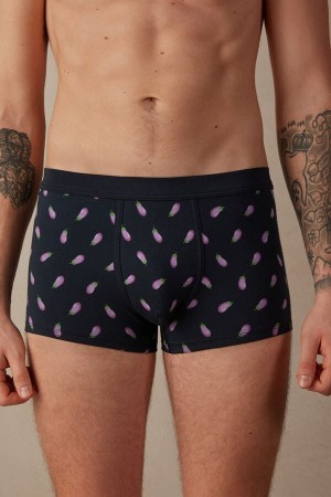 Pánské Boxer Intimissimi Eggplant in Stretch Supima® Bavlněné Blankyt | CZ WY3418