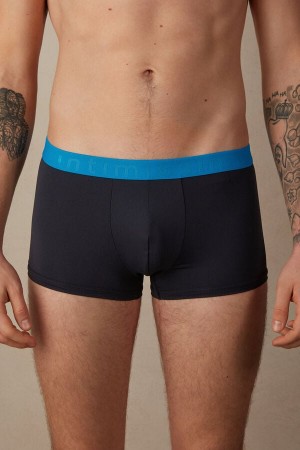 Pánské Boxer Intimissimi Microfiber Logo Shorts Černé Blankyt | CZ YU3414