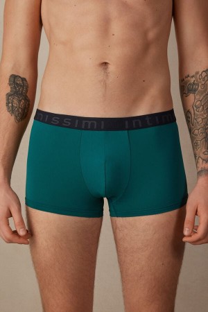 Pánské Boxer Intimissimi Microfiber Logo Shorts Tyrkysové Zelene Blankyt | CZ IS3412