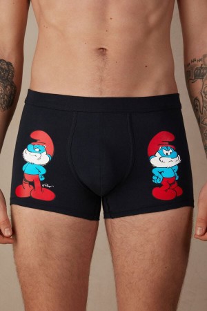 Pánské Boxer Intimissimi Papa Smurf in Stretch Supima® Bavlněné Blankyt | CZ PQ3410