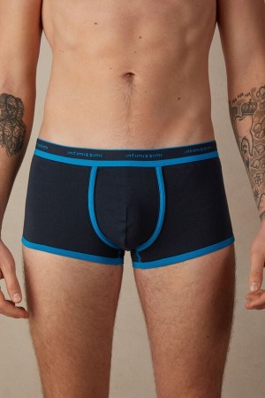 Pánské Boxer Intimissimi Stretch Supima® Bavlněné Shorts with Logo Detail Černé Blankyt | CZ UT3413