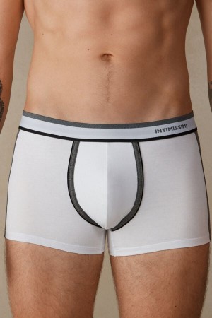 Pánské Boxer Intimissimi Two-tone in Stretch Supima® Bavlněné Bílé Tmavě Šedé | CZ WY3470