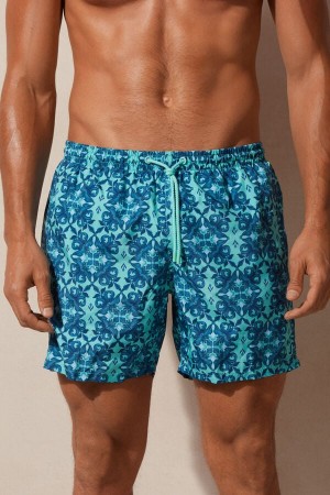 Pánské Plavky Intimissimi Light Blue Moroccan Print Světle Tyrkysové Zelene | CZ JJ3305