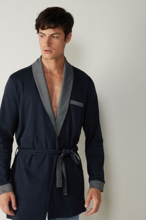 Pánské Pyžama Intimissimi Interlock Bavlněné Smoking Jacket Blankyt | CZ UT3173