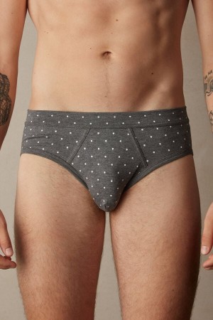 Pánské Slipy Intimissimi Dotted in Stretch Supima® Bavlněné Tmavě Šedé | CZ PQ3339