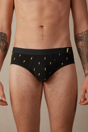 Pánské Slipy Intimissimi Lightning Bolt in Stretch Supima® Bavlněné Černé | CZ GL3334