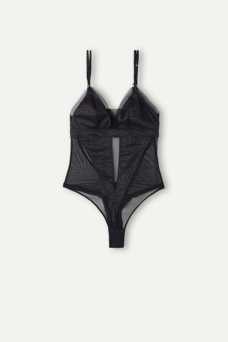 Dámské Body Intimissimi Cool Minimal Tulle and Satin Černé | CZ ZG4179