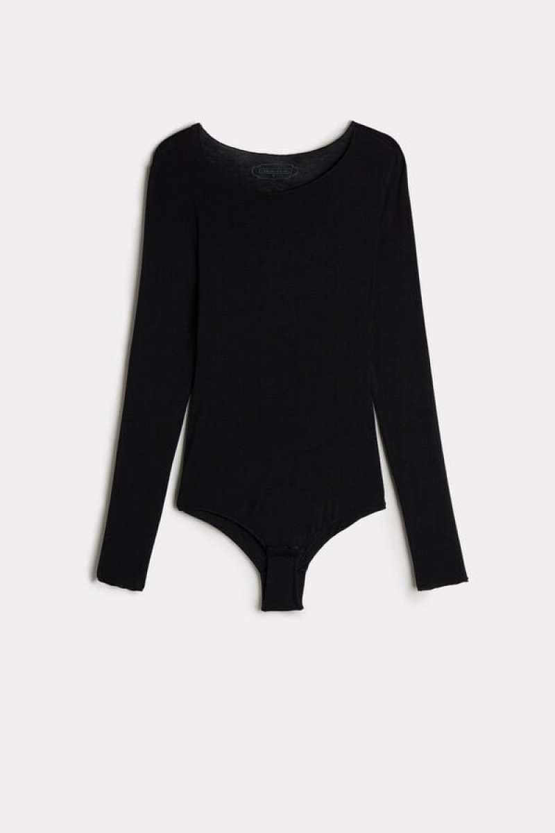 Dámské Body Intimissimi Modal and Cashmere Long-Sleeve Černé | CZ DN4413